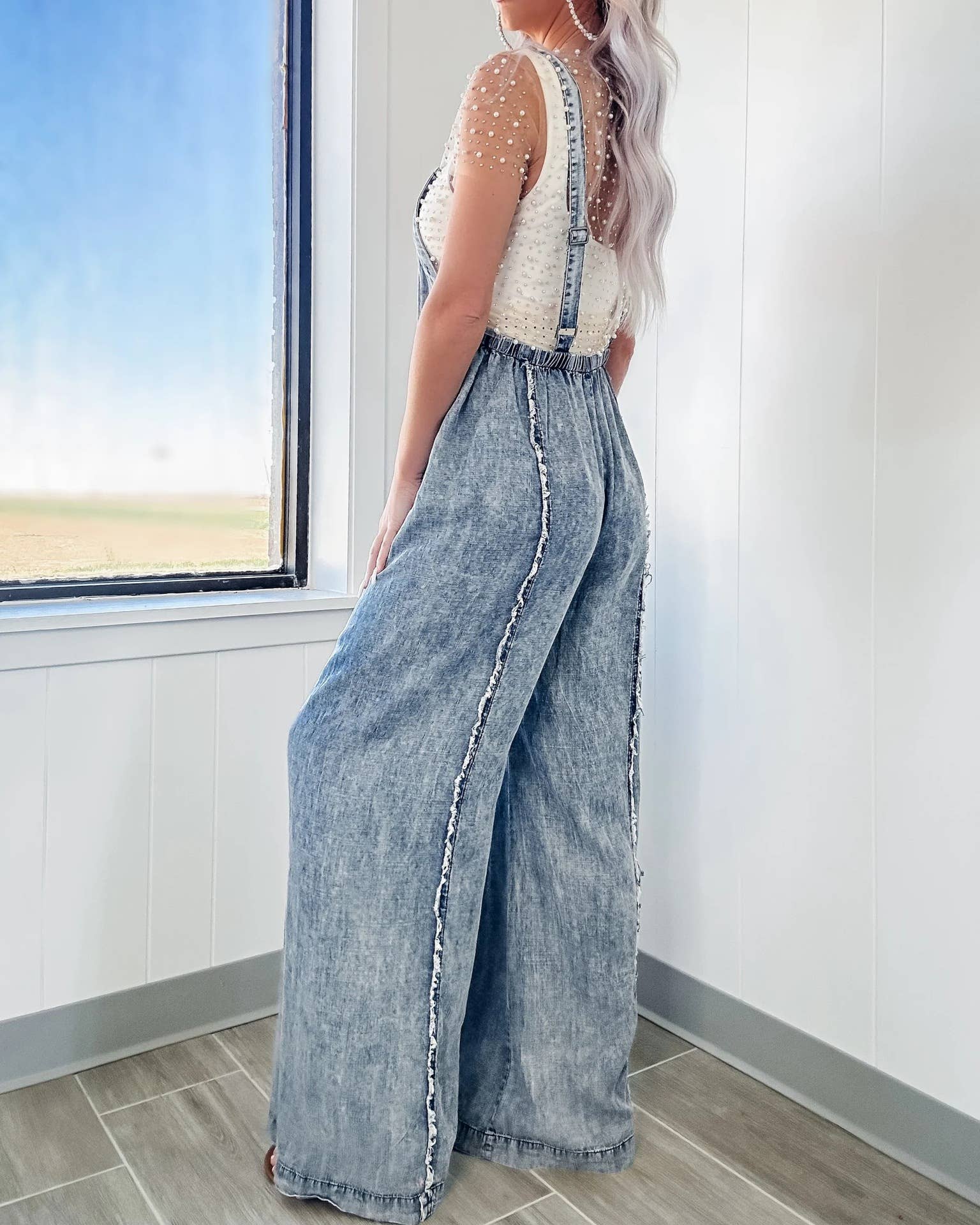 Washed Wide Leg Overalls