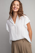 Flounce Sleeve V Neck Top