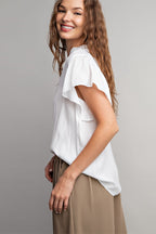 Flounce Sleeve V Neck Top