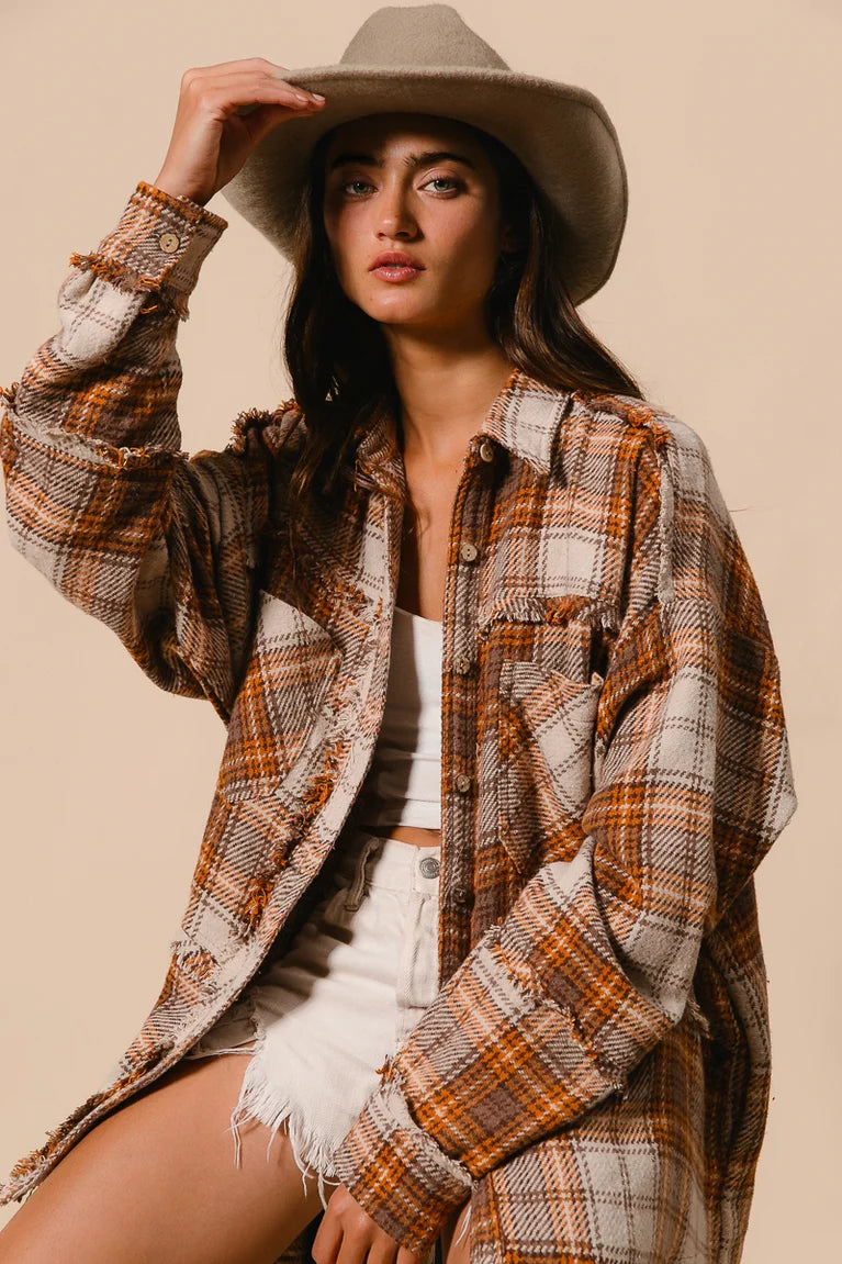 Rustic Rebel Frayed Shacket
