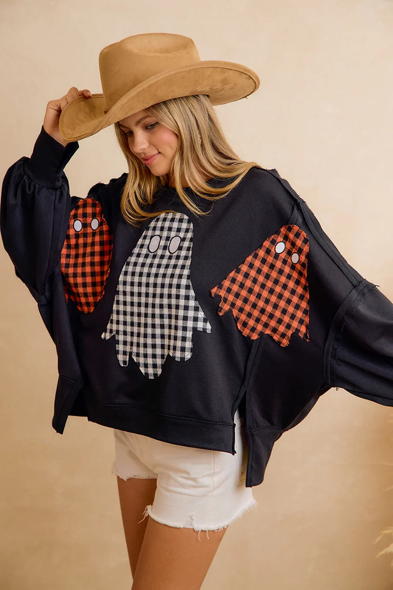 Ghostly Gingham Pullover