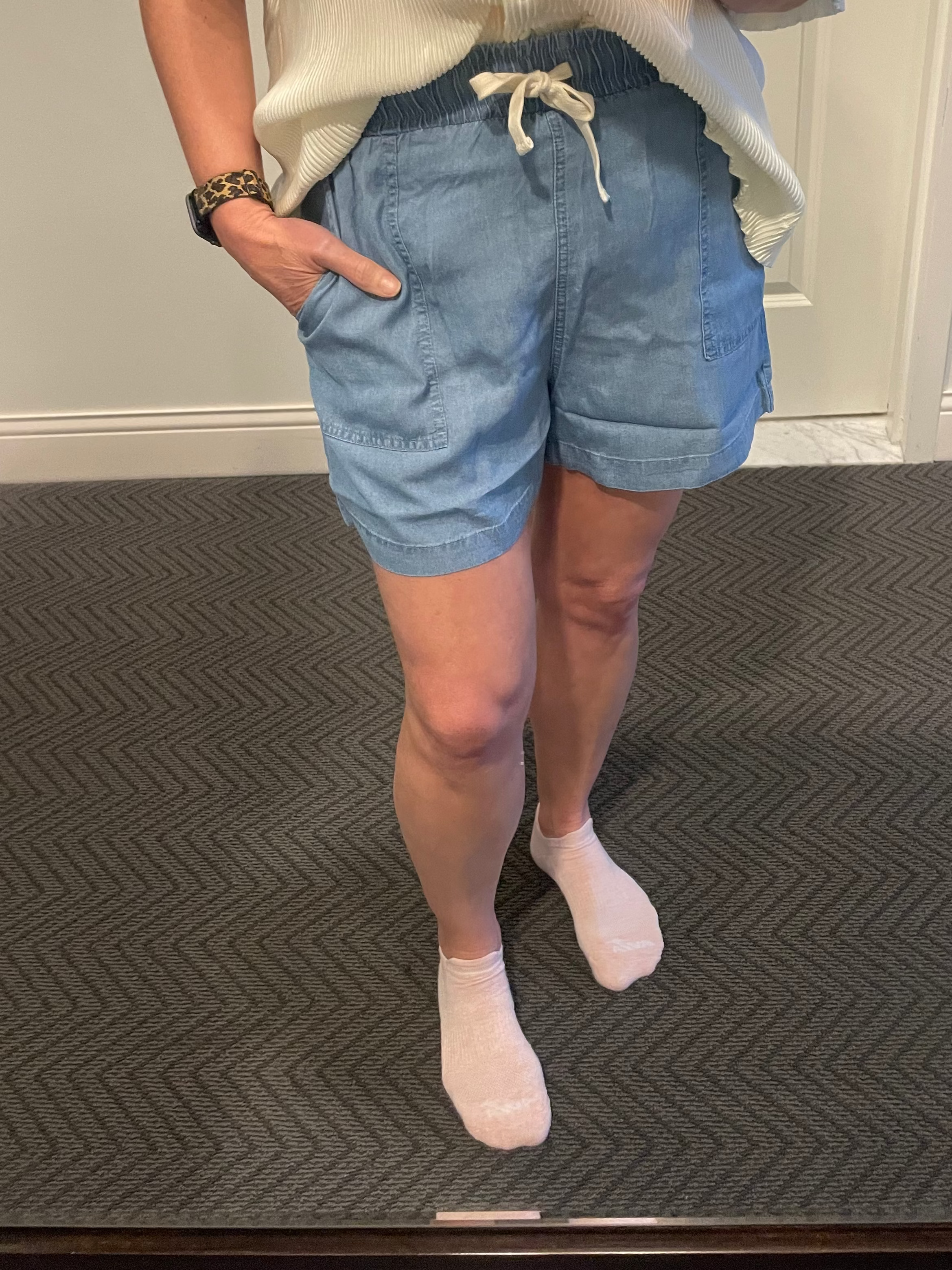Washed Denim Tencel Shorts