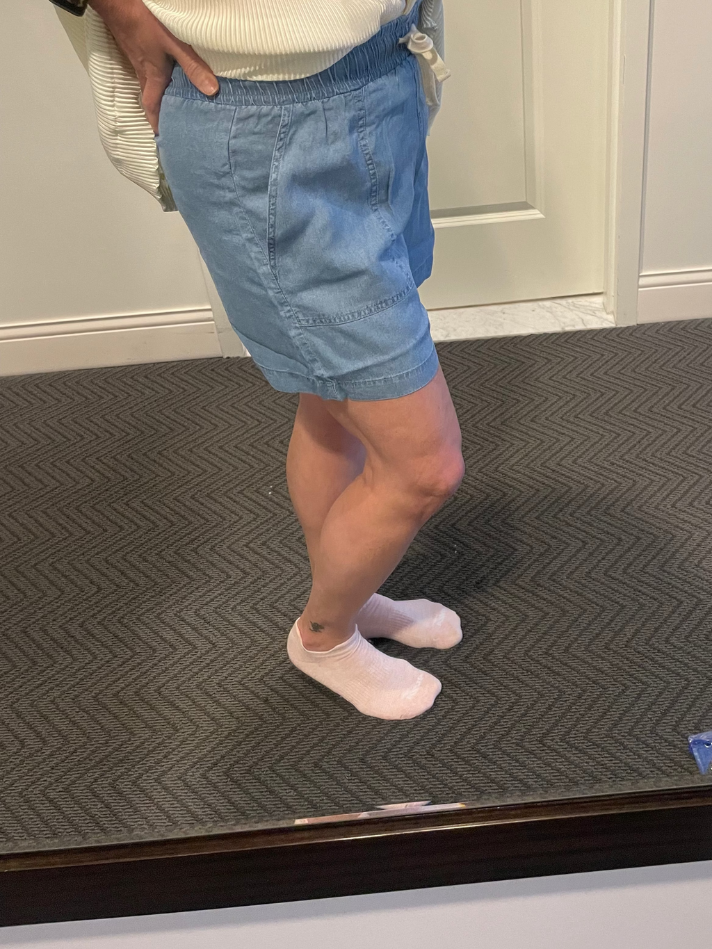 Washed Denim Tencel Shorts
