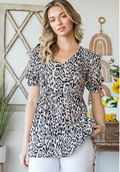 Animal Print Babydoll Top