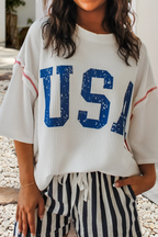 USA Graphic Ribbed Top
