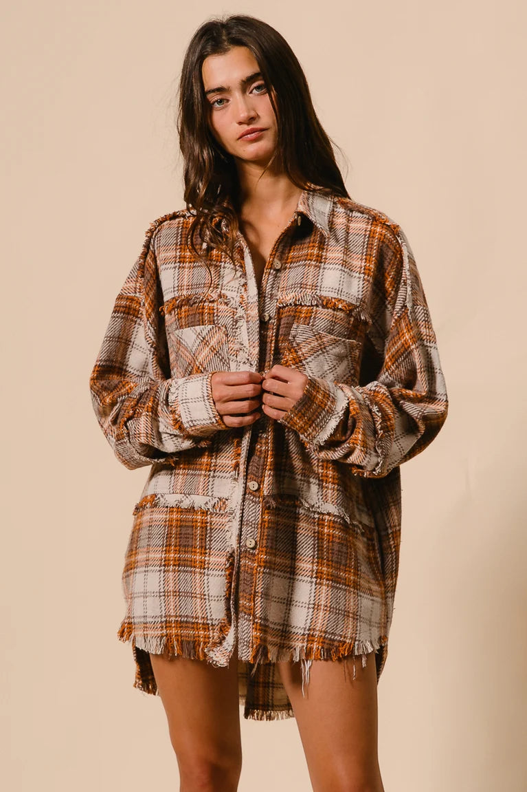 Rustic Rebel Frayed Shacket