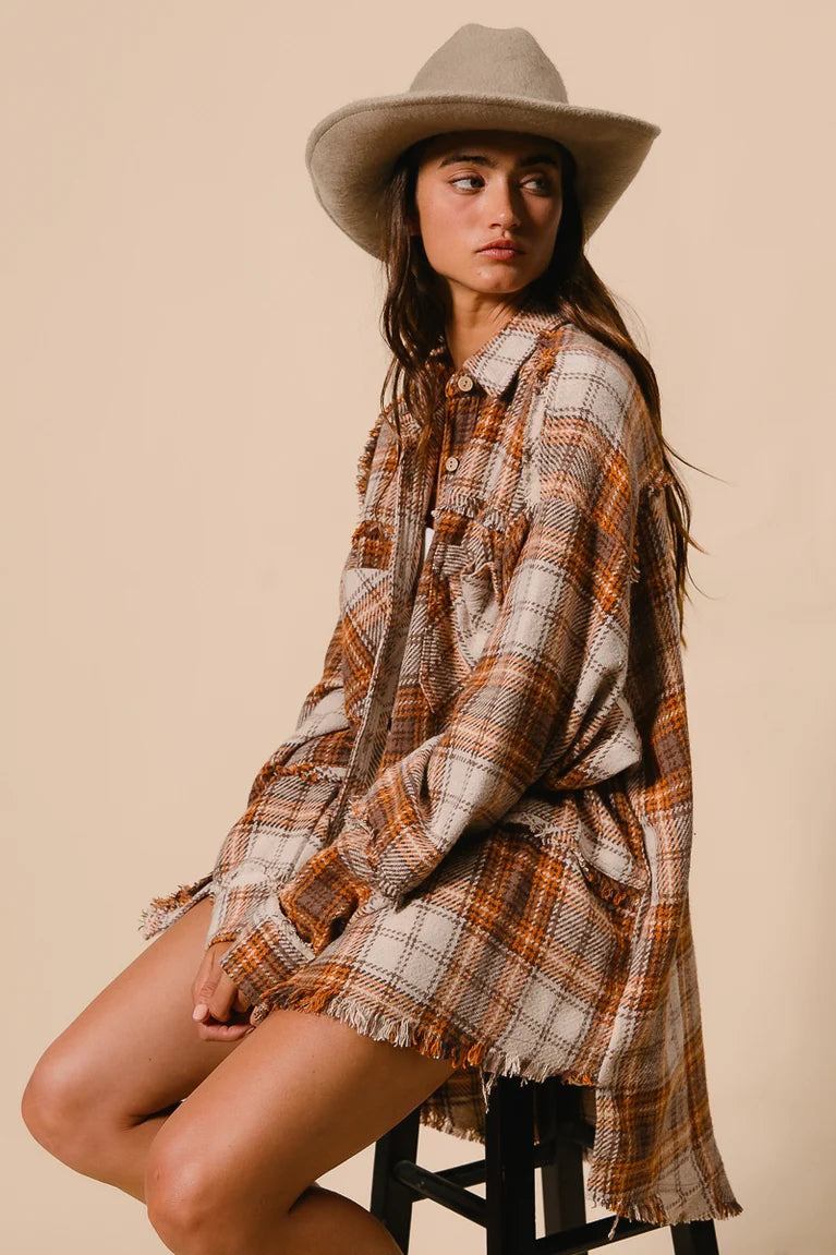 Rustic Rebel Frayed Shacket