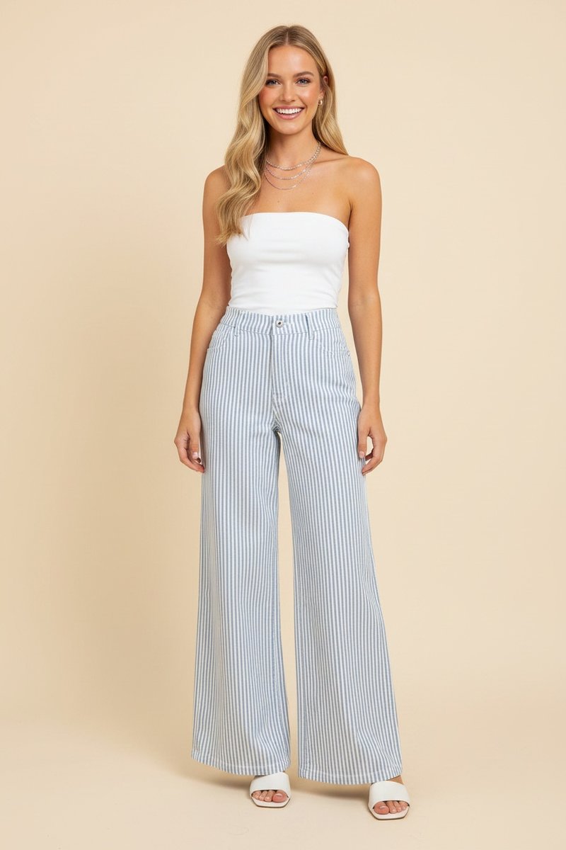 High-Rise Striped Jeans