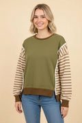 Striped Color block Rugby Top
