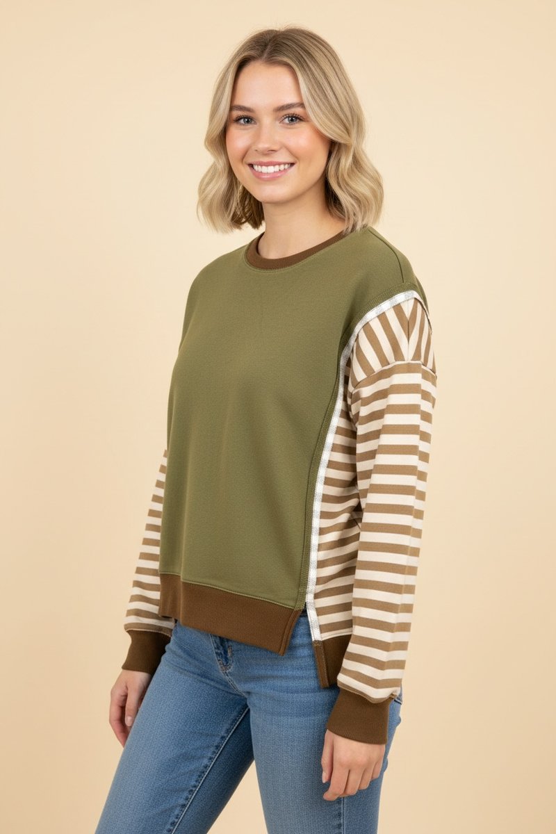 Striped Color block Rugby Top